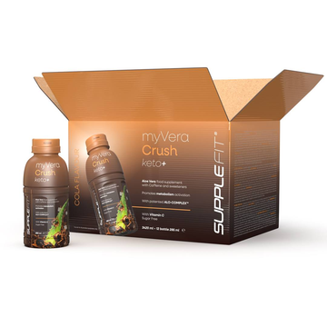 MYVERA CRUSH Keto + | Voedingssupplement met cafeïne en zoetstoffen in 285 ml flessen (12 stuks) - 3420 ml Kabeljauw: INTA005-12